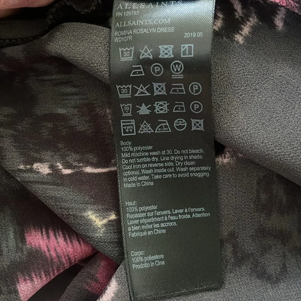 All Saints Sheer Floral Dress with Attached Slip - Picture 8 of 12
